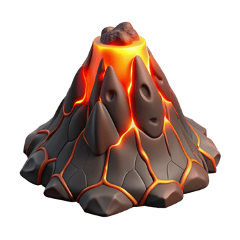 impressive traditional Stylized 3D Volcano Illustration 4K png