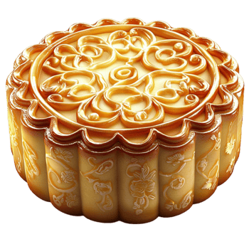 Mooncake sits golden with intricate patterns tempting a festive sweet treat png