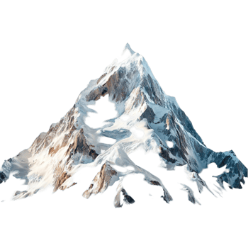 Snowy mountain peak rises majestically with rugged rocks under a clear sky png