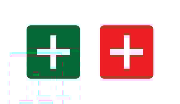 Two green and red squares with crosses on them vector