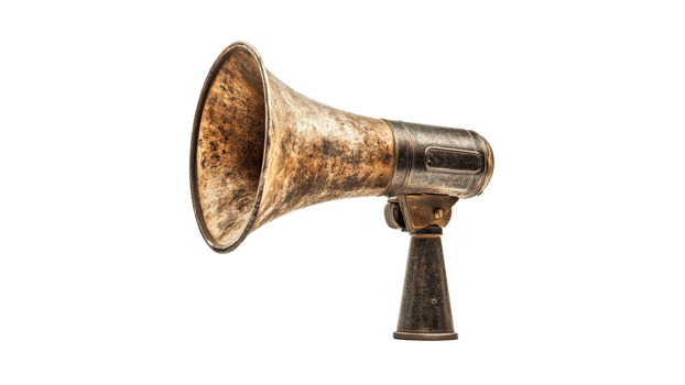 Vintage megaphone used for outdoor announcements png