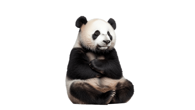 Cute panda sitting quietly with folded arms png