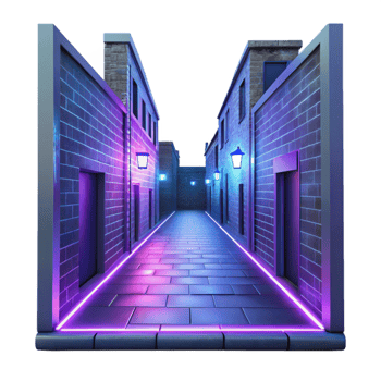 wonderful modern Neon Alleyway 3D Render 4K png
