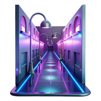 magnificent artistic Neon City Alleyway 3D Render genuine png
