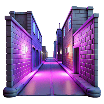 stunning contemporary Night Alley 3D Render professional png