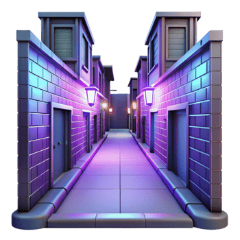 beautiful artistic Night Alley 3D Render exclusive png