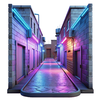 stunning abstract Neon Alleyway 3D Render premium png