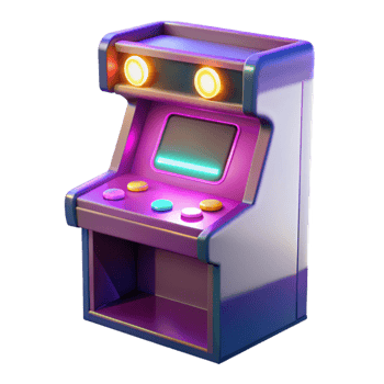beautiful minimalist Retro Arcade Game 3D Render exclusive png