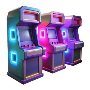 beautiful artistic Retro Arcade Game Machines 3D Illustration exclusive png