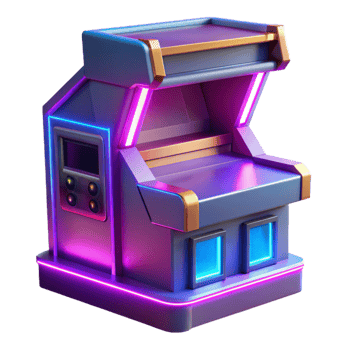 serene modern Neon Retro Arcade Game Machine 3D Render authentic png