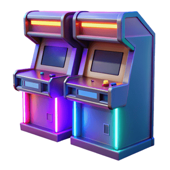 beautiful vintage Retro Arcade Game Machines 3D Render premium png