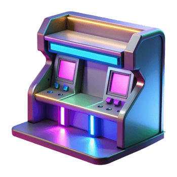 extraordinary artistic Neon Retro Arcade Game Machine 3D Render detailed png