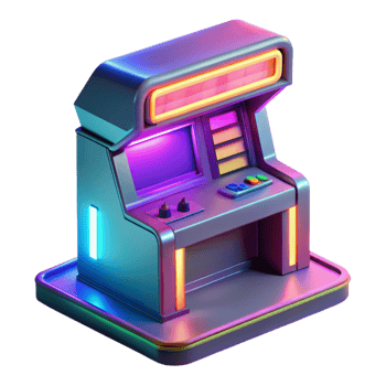 dramatic contemporary Retro Arcade Game 3D Render genuine png