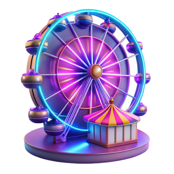 extraordinary rustic Luminous Ferris Wheel 3D Render authentic png
