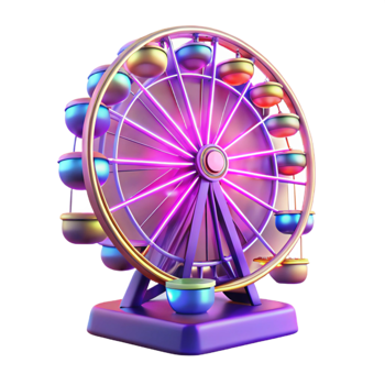 impressive minimalist Vibrant Ferris Wheel 3D Render exclusive png