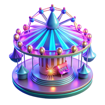 magnificent minimalist Whimsical 3D Carousel Illustration detailed png