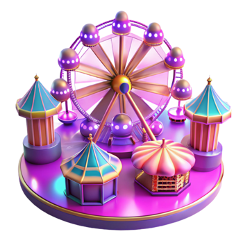 magnificent minimalist 3D Render of Amusement Park Ferris Wheel authentic png