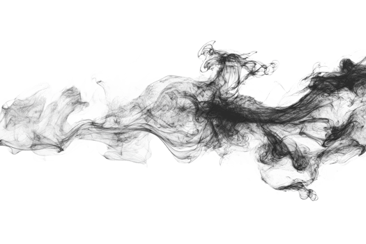 Abstract black and white smoke flowing gracefully png