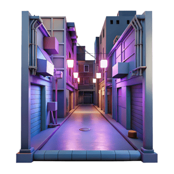 elegant creative Neon Alleyway 3D Render detailed png