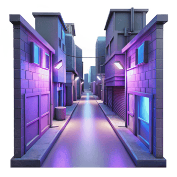 impressive vintage Neon Alleyway 3D Render high resolution png