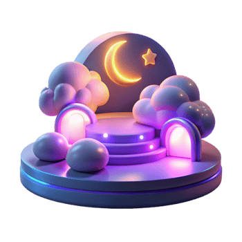 dramatic minimalist 3D Render Night Scene Moonlit Stage high resolution png