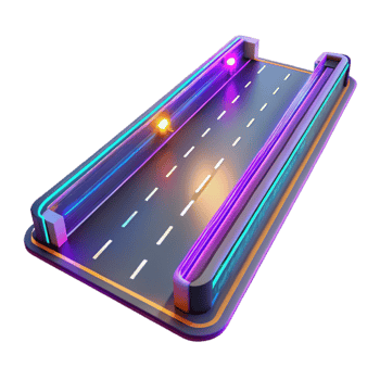 beautiful minimalist Neon Road 3D Render detailed png