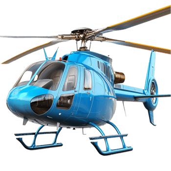 Blue helicopter hovers dynamically with spinning blades prepared for rescue missions png