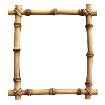 a bamboo frame with a wooden frame on a transparent background png