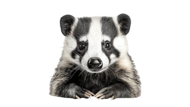 Close up of a badger in a natural setting png
