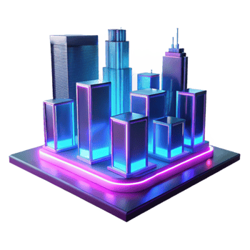 beautiful artistic Neon Cityscape 3D Render detailed png