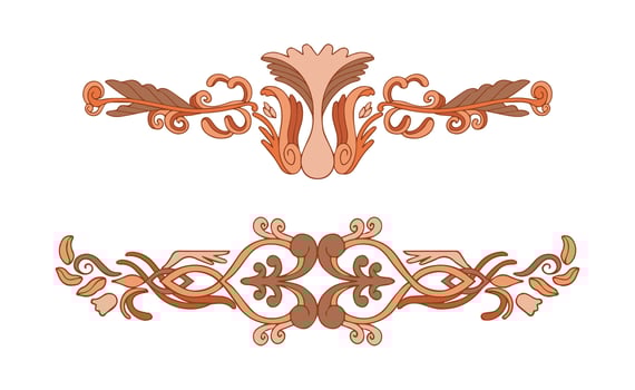 Hand drawn art nouveau frame and borders ornament on white background vector