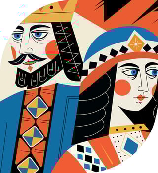 King queen portrait illustration in flat style vector