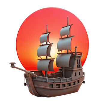 magnificent minimalist Sunset Sailboat 3D Render authentic png