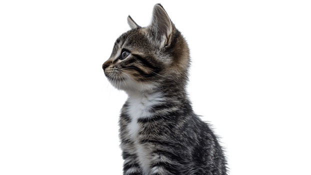 Curious kitten gazing to the side in profile view png