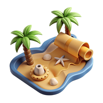 stunning contemporary 3D Island Summer Scene Illustration authentic png