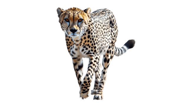 Cheetah walking on a bright background in daylight png