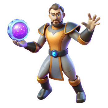 impressive vintage 3D Cartoon Wizard with Magic Orb professional png