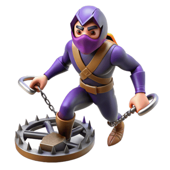 beautiful vintage 3D Cartoon Ninja Trap Illustration premium png