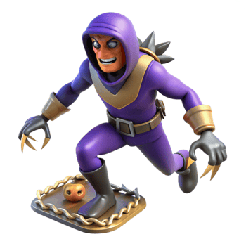 vibrant vintage 3D Render Purple Hooded Villain 4K png