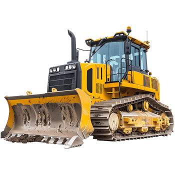 Powerful Yellow Bulldozer with a Large Blade, Heavy Duty Construction Equipment for Earthmoving png