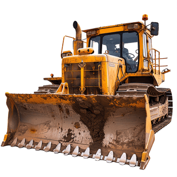 Powerful Yellow Bulldozer with Large Blade, Ready for Construction Work png