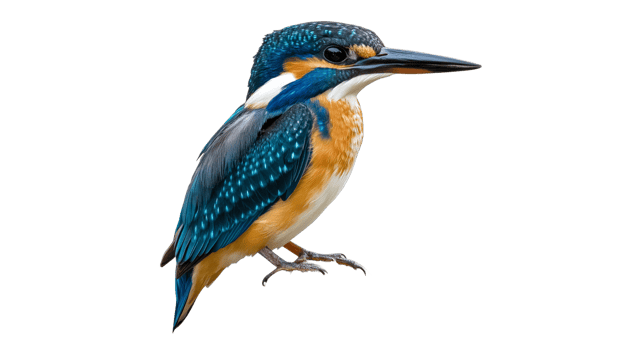Brightly colored kingfisher perched on a branch png