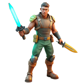 serene modern Stylized 3D Warrior Render genuine png