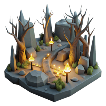 vibrant creative Enchanted Forest Path 3D Illustration high resolution png