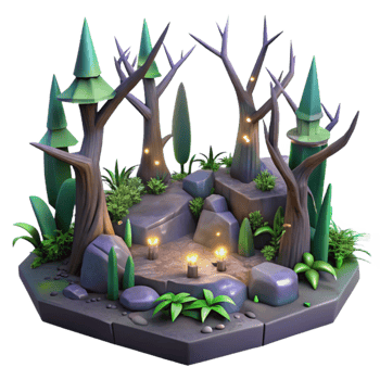 beautiful artistic Enchanted Forest 3D Illustration high quality png