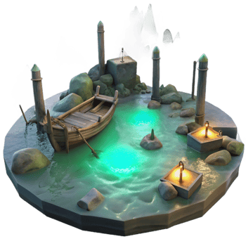 vibrant minimalist Enchanted River 3D Illustration 4K png