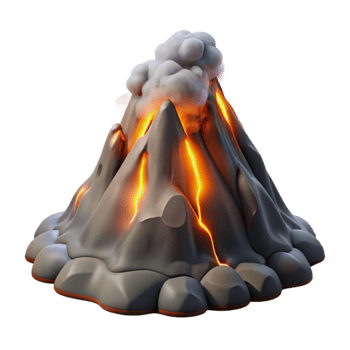 magnificent rustic Cartoon Volcano 3D Model detailed png