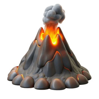 elegant abstract Cartoon Volcano 3D Model detailed png
