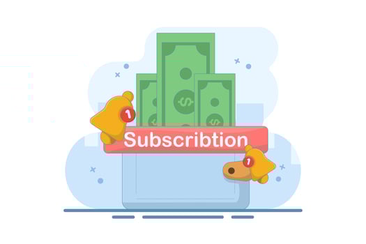 automatic subscription service concept. automatic subscription renewal or payment. subscription renewal. wallet with money. technology and programs. flat design illustration on background. vector