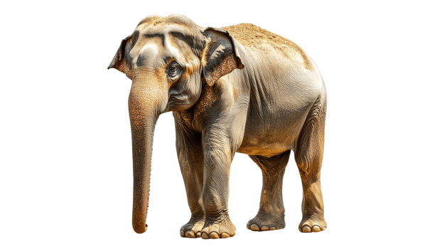 Elephant stands gracefully in an open area png